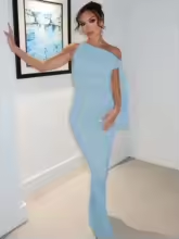 Vestido Largo de Gala Elegante Ajustado con Detalle Drapeado