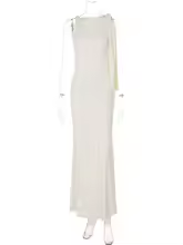 Vestido Largo de Gala Elegante Ajustado con Detalle Drapeado