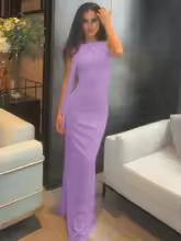 Vestido Largo de Gala Elegante Ajustado con Detalle Drapeado