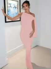 Vestido Largo de Gala Elegante Ajustado con Detalle Drapeado